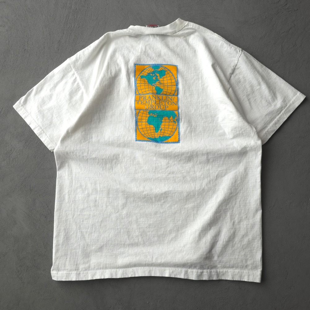 Vintage 90s Oneita White T-shirt XL Franklin Templeton Group